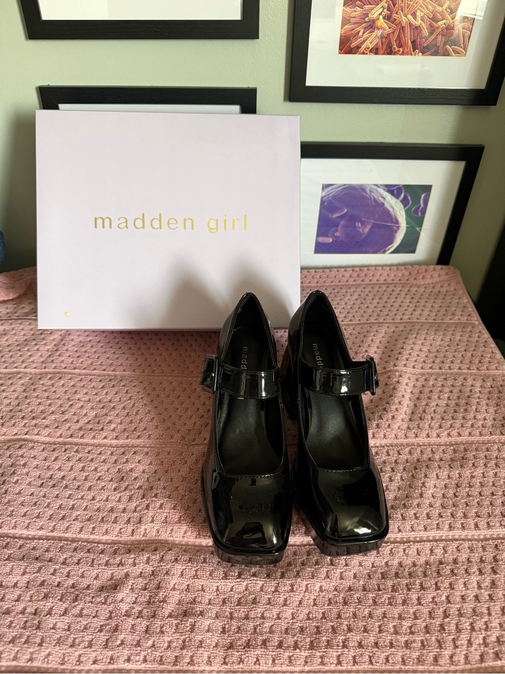 Madden Girl Black Patent Mary Jane Platform Heels